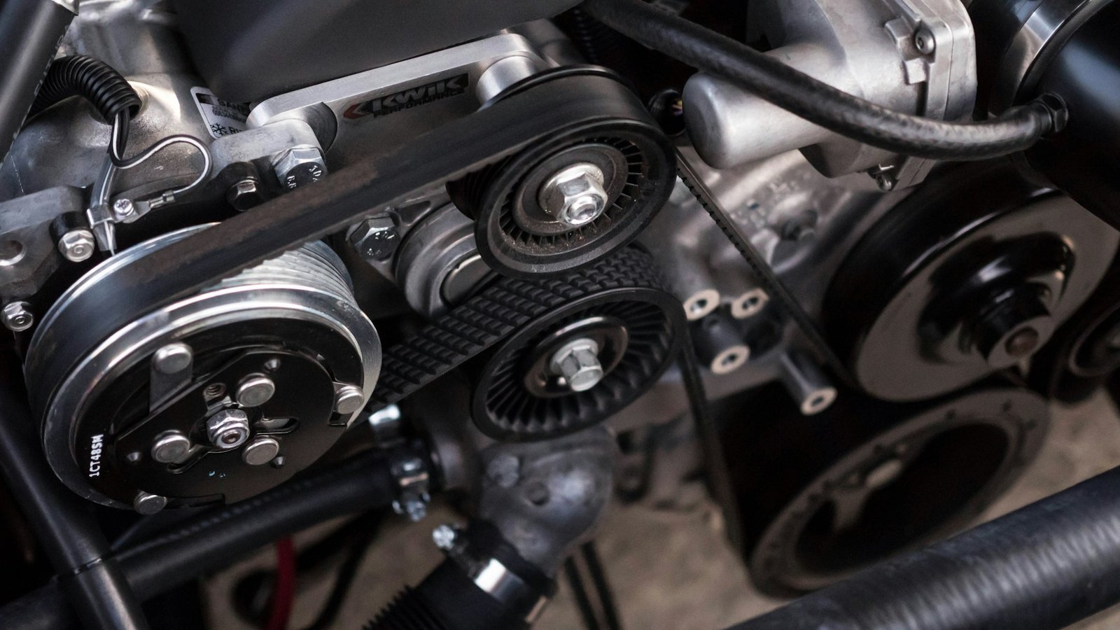Close-up view of an automotive engine