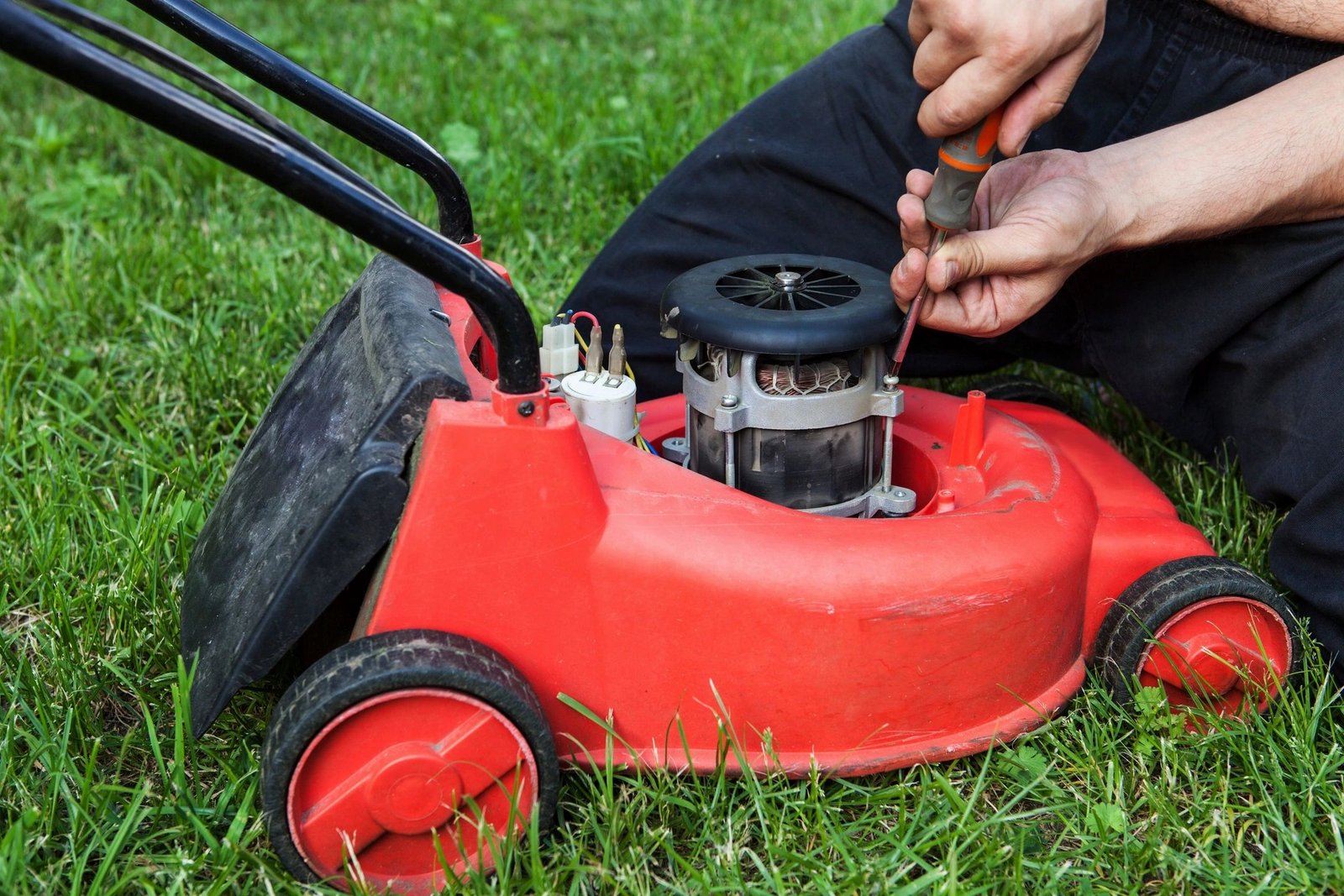 Small engine repair on a lawn mower